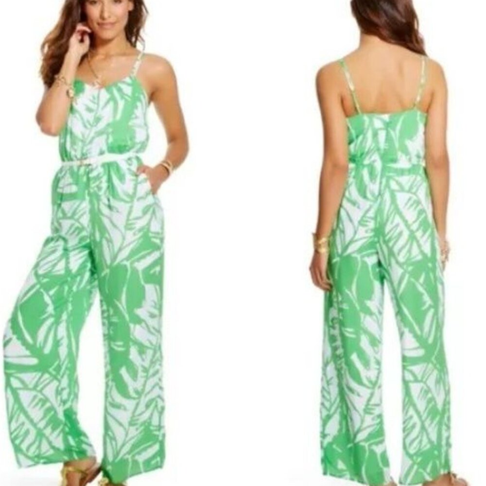 Lilly Pulitzer for Target Summer Jumpsuit Green White Floral Size Medium